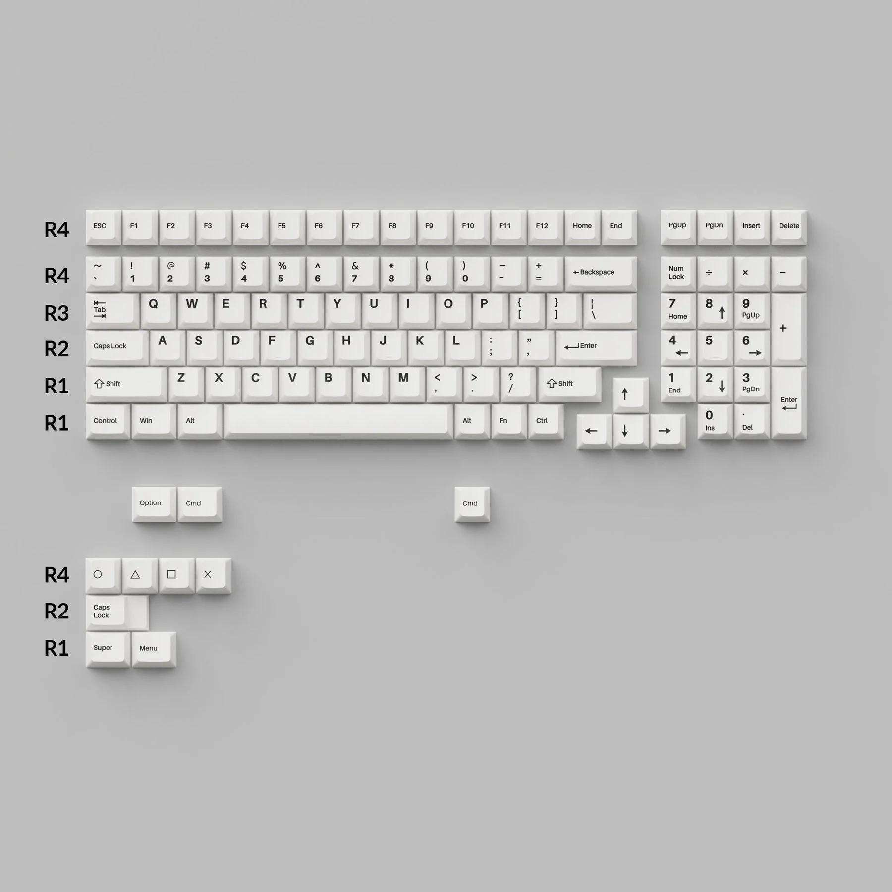 Cherry Profile Double - Shot PBT Full Set Keycaps - Black on White - Bow - Image 3