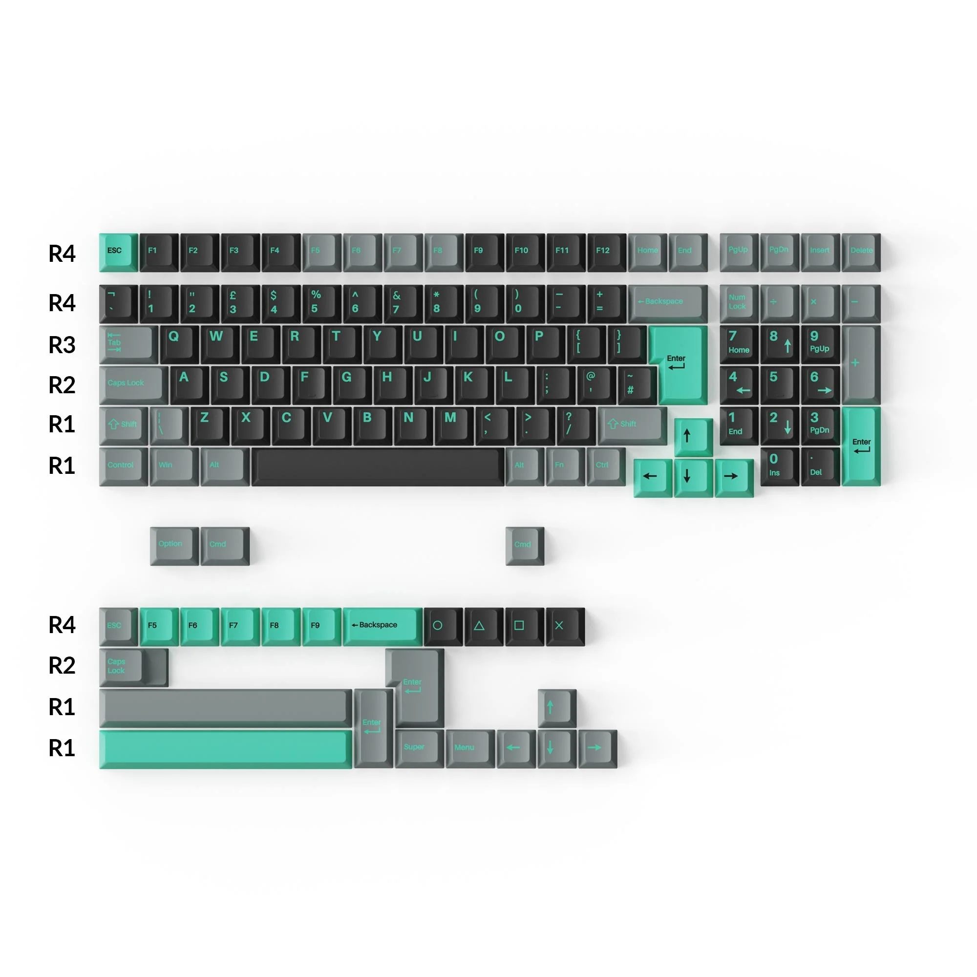 Cherry Profile Double-Shot PBT Full Set Keycaps - Hacker Mint - Image 6