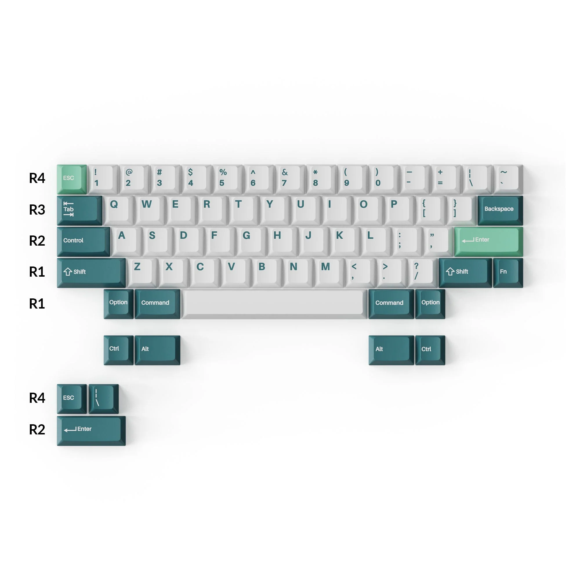 Cherry Profile Double-Shot PBT Full Set Keycaps - White Mint - Image 3