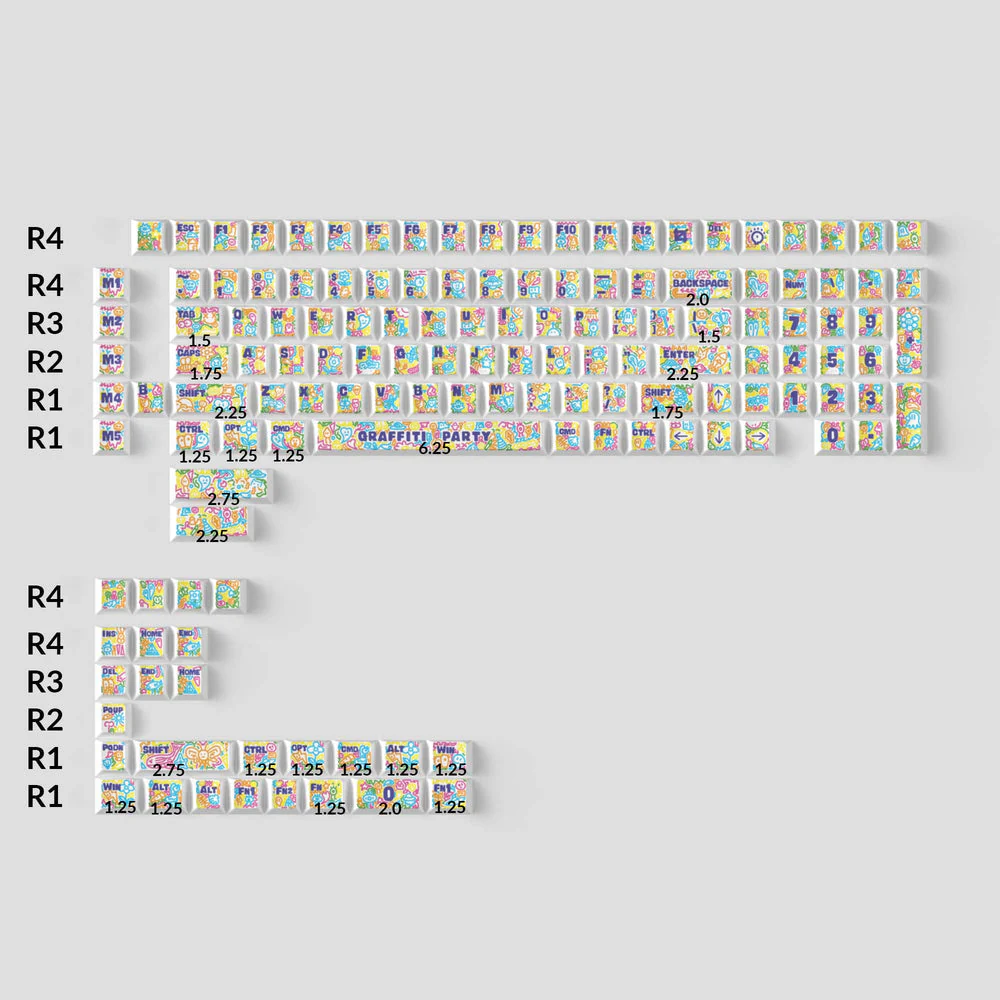 Graffiti Party - Cherry Profile Dye-Sub PBT Full Keycap Set - Image 2