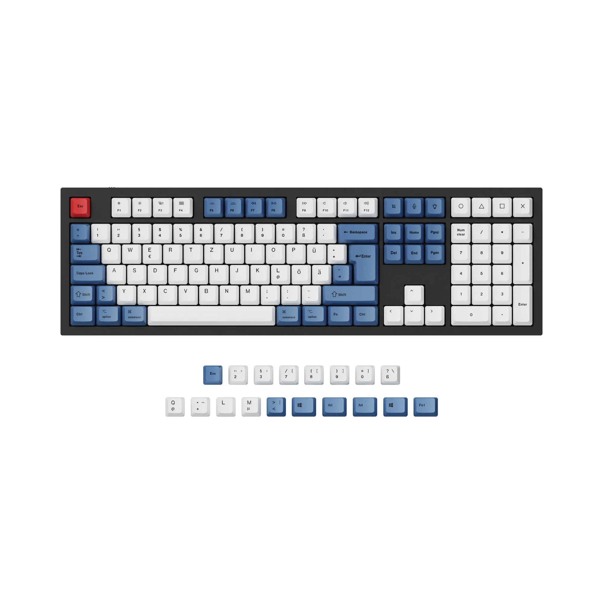 ISO & ANSI Q3 & Q4 & Q6 & K8 OEM Dye-Sub PBT Keycap Set - Blue - Image 2