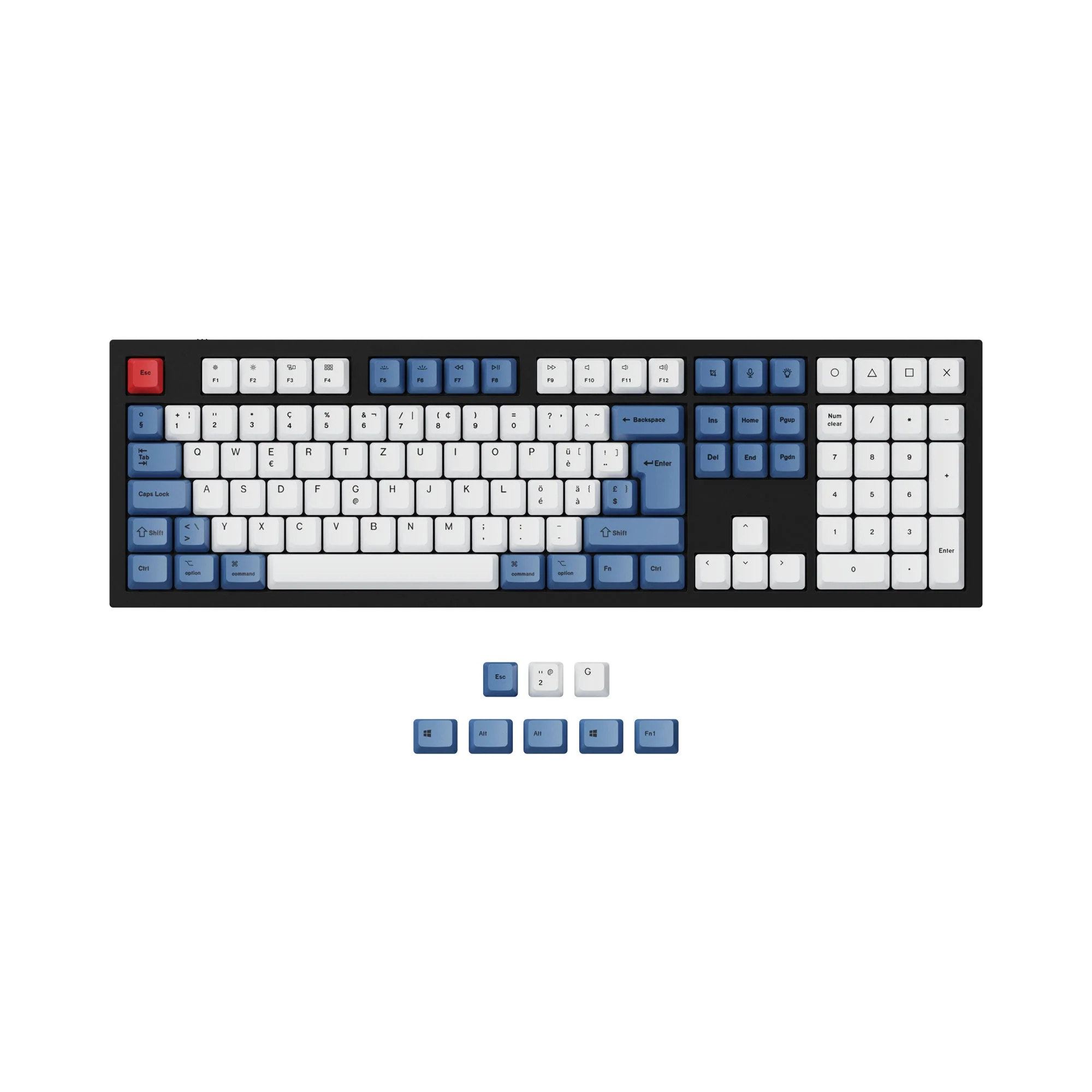 ISO & ANSI Q3 & Q4 & Q6 & K8 OEM Dye-Sub PBT Keycap Set - Blue - Image 5