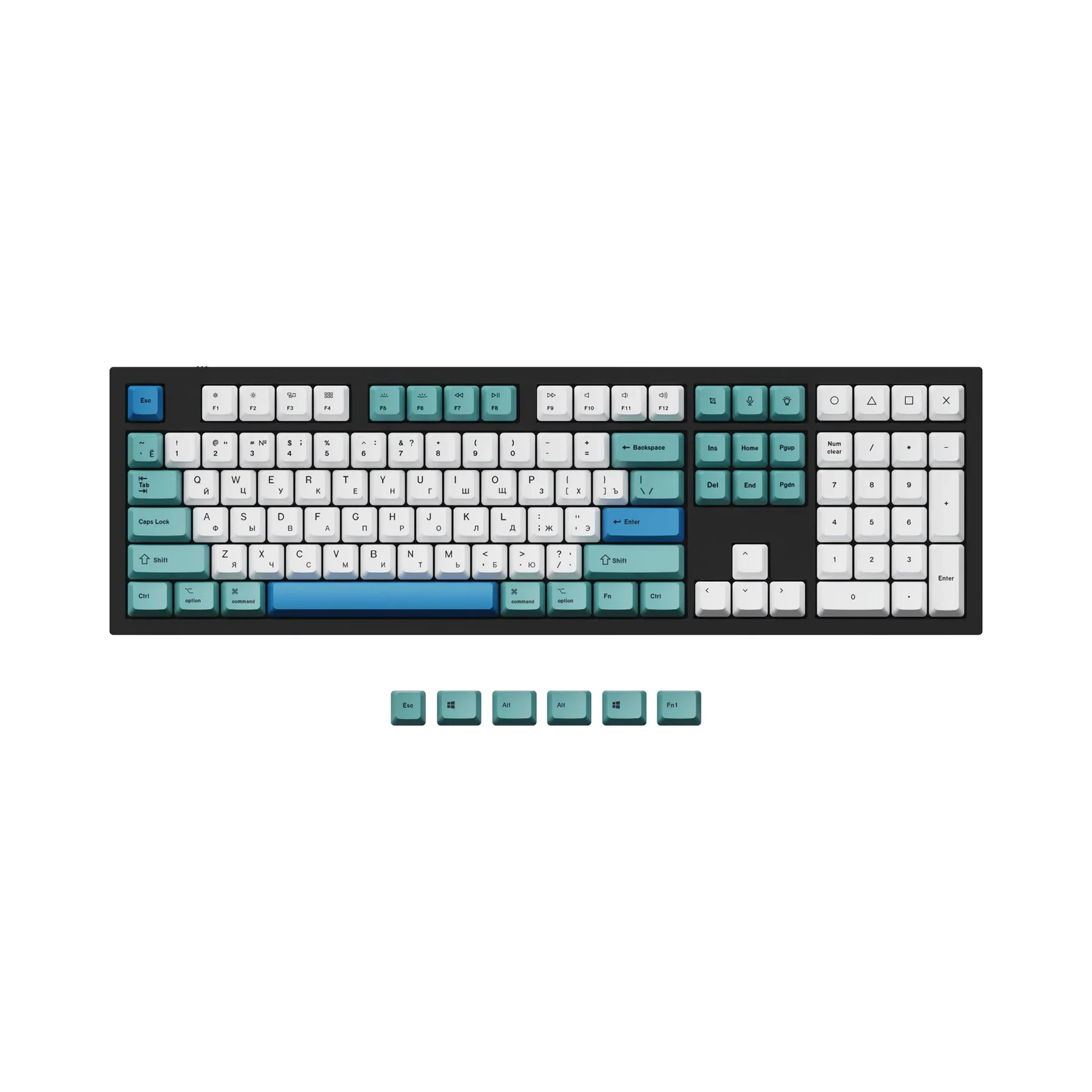 ISO & ANSI Q3 & Q4 & Q6 & K8 OEM Dye-Sub PBT Keycap Set - Iceberg - Image 10