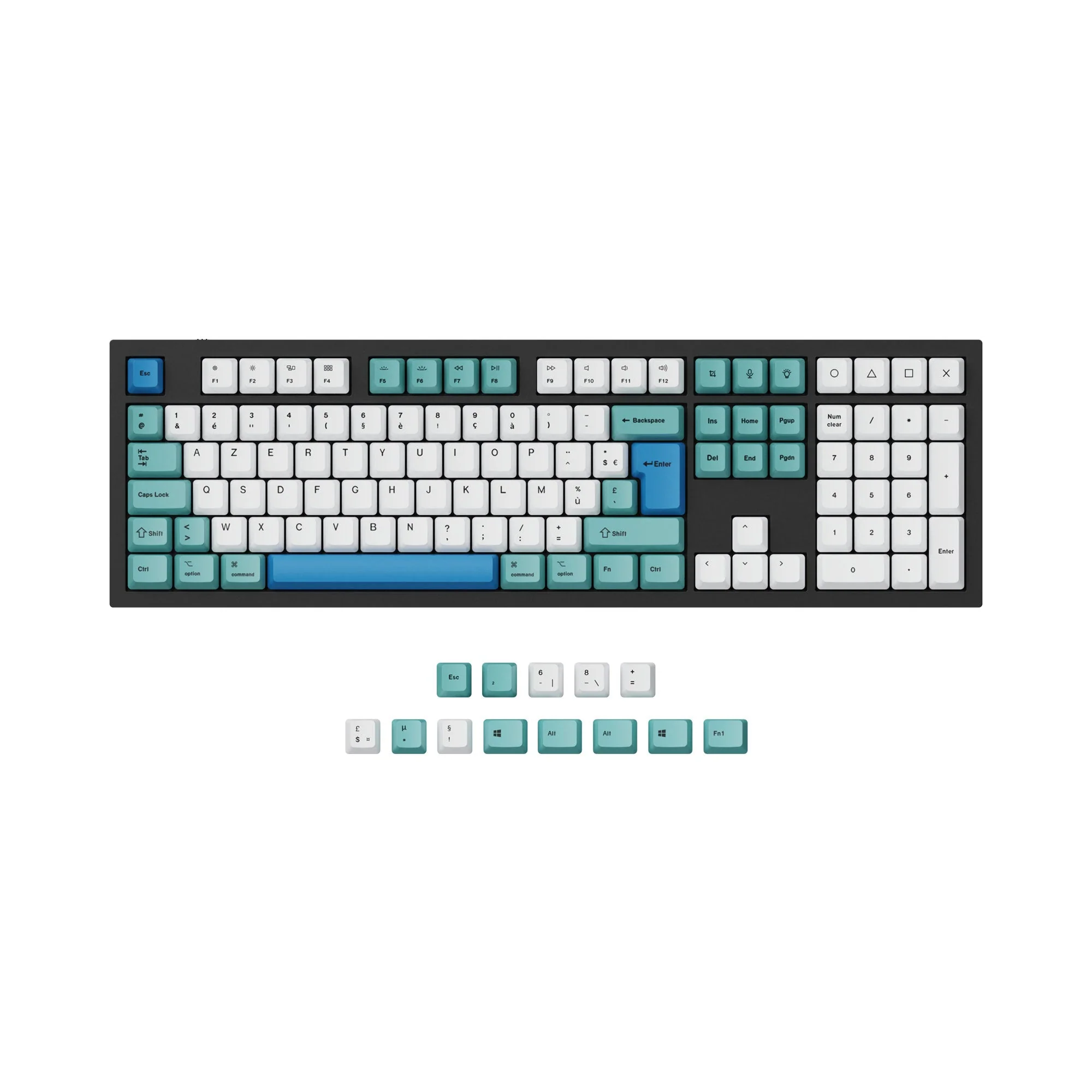 ISO & ANSI Q3 & Q4 & Q6 & K8 OEM Dye-Sub PBT Keycap Set - Iceberg - Image 4