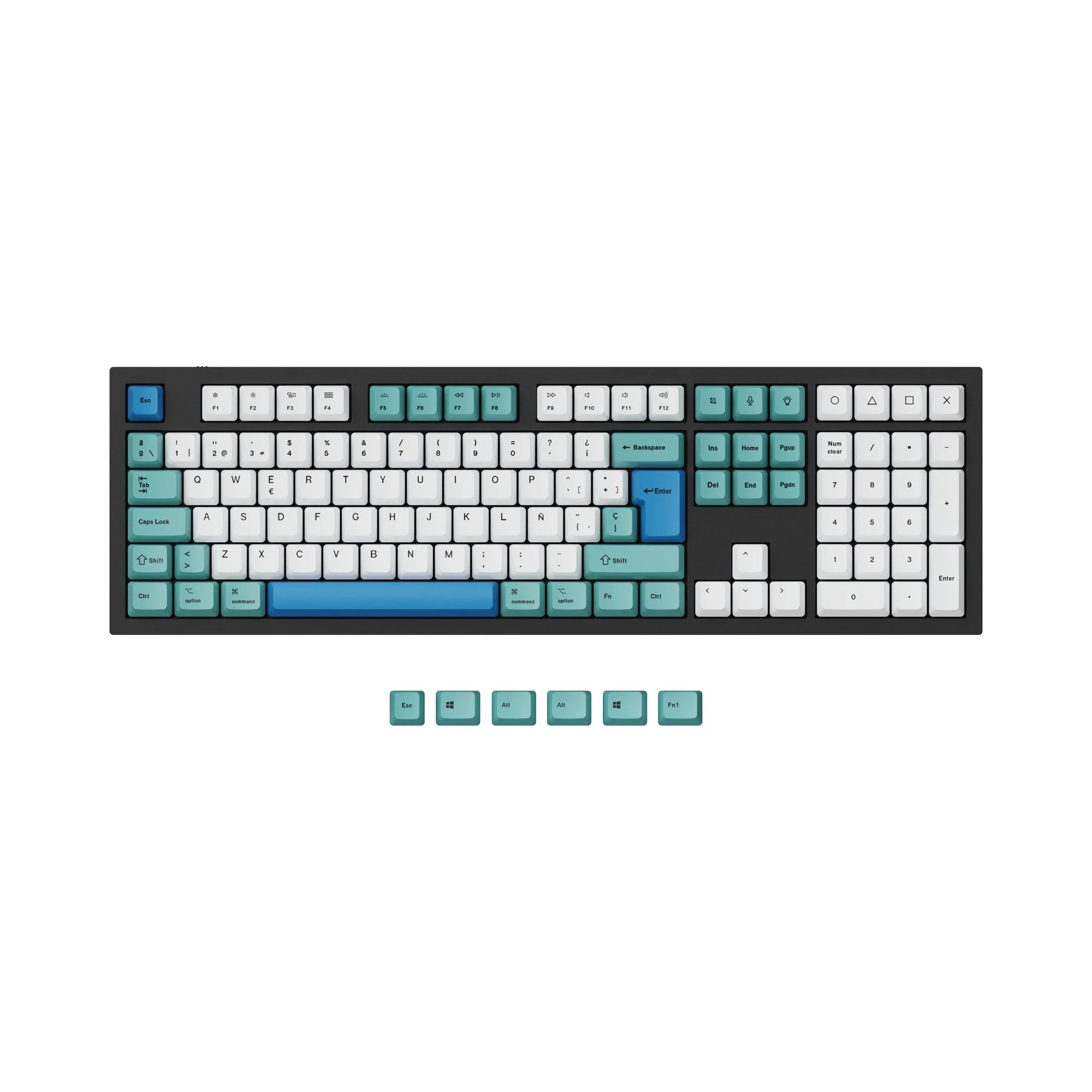 ISO & ANSI Q3 & Q4 & Q6 & K8 OEM Dye-Sub PBT Keycap Set - Iceberg - Image 6