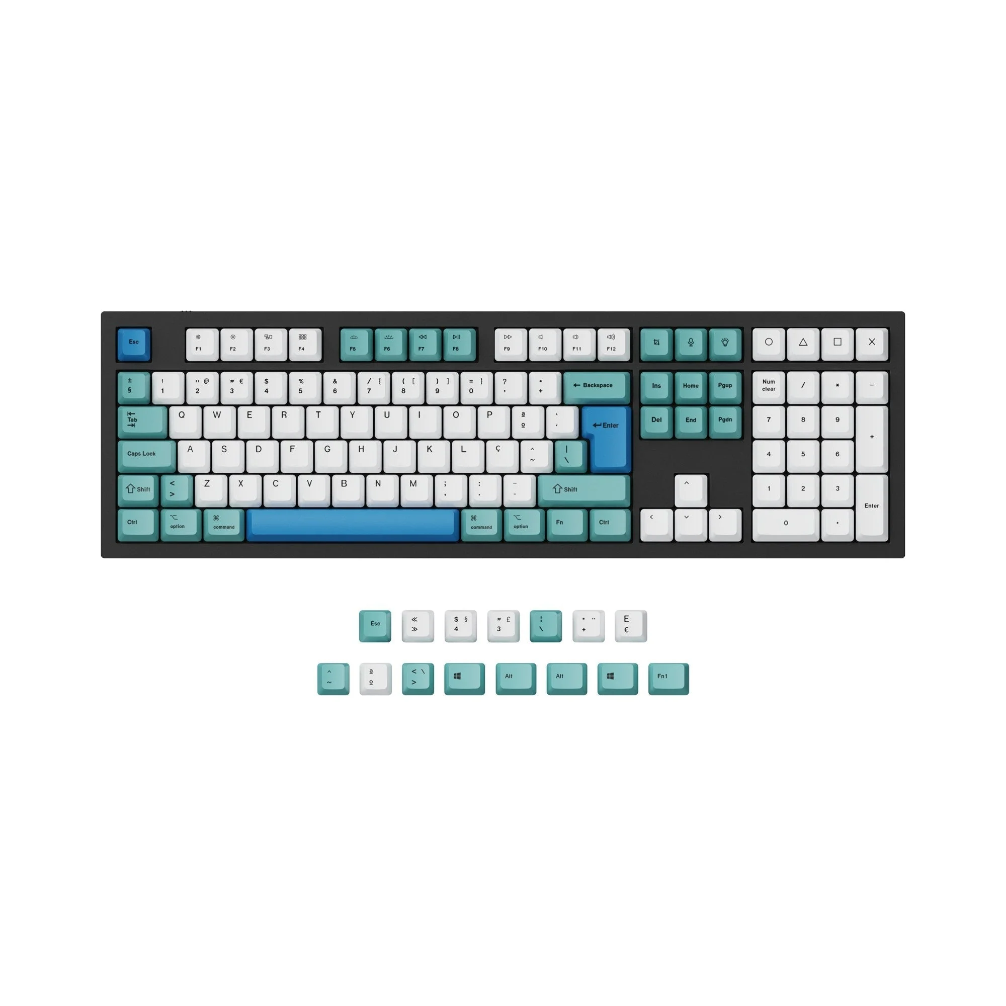 ISO & ANSI Q3 & Q4 & Q6 & K8 OEM Dye-Sub PBT Keycap Set - Iceberg - Image 7