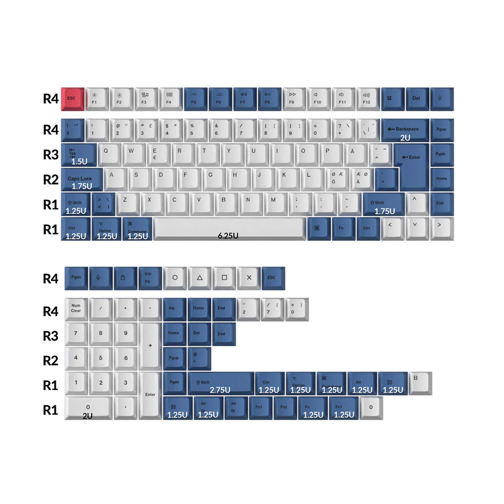 ISO Cherry Profile Dye-Sub PBT Full Set Keycap Set - Modern Blue - Image 2
