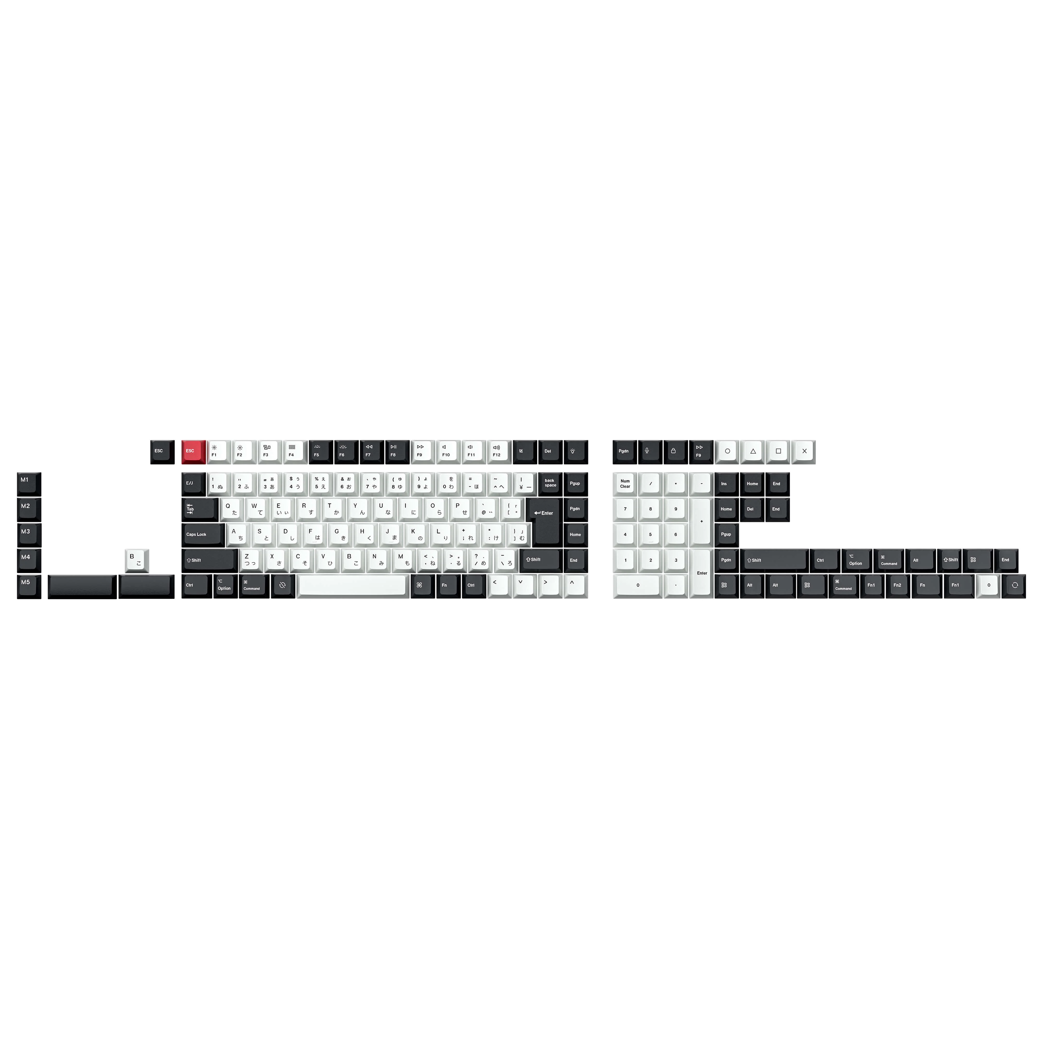 ISO Layout Cherry Profile Dye-Sub PBT Full Keycap Set - Black and White - Image 6