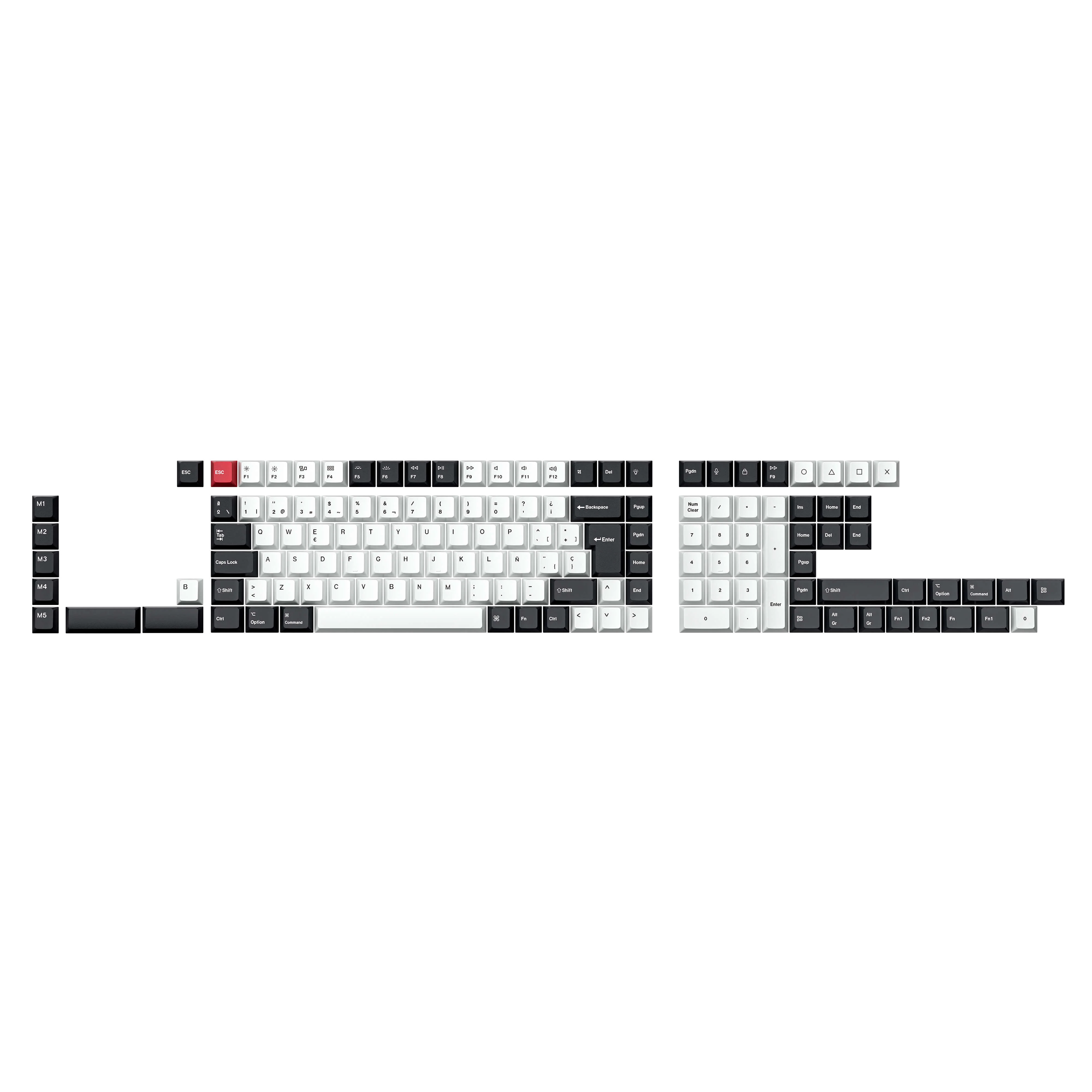 ISO Layout Cherry Profile Dye-Sub PBT Full Keycap Set - Black and White - Image 8