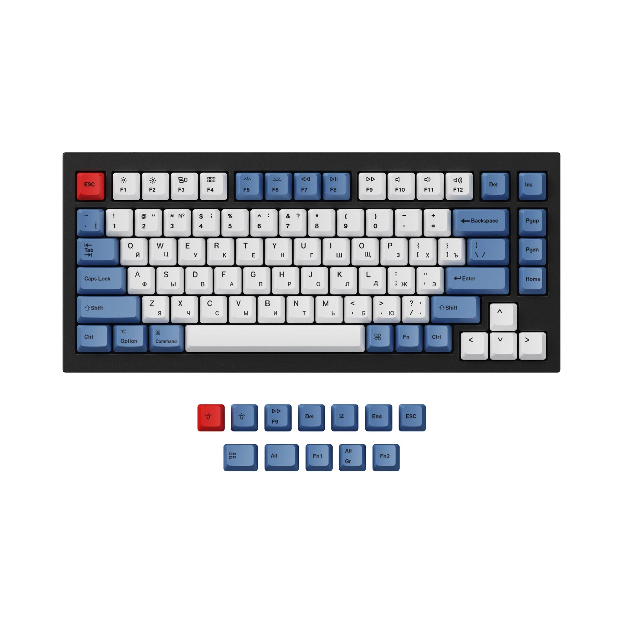 ISO & ANSI Q1 & Q2 & K2 OEM Dye-Sub PBT Keycap Set - Blue - Image 3