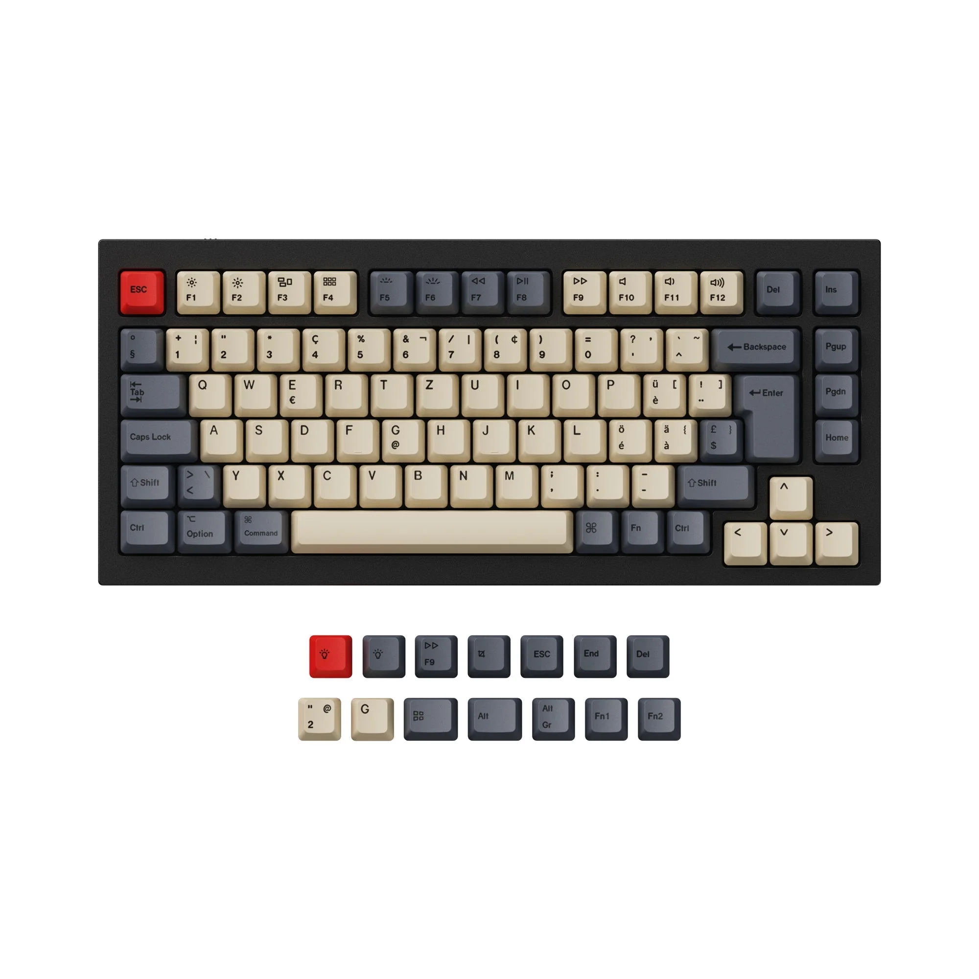 ISO & ANSI Q1 & Q2 & K2 OEM Dye-Sub PBT Keycap Set - Carbon - Image 6