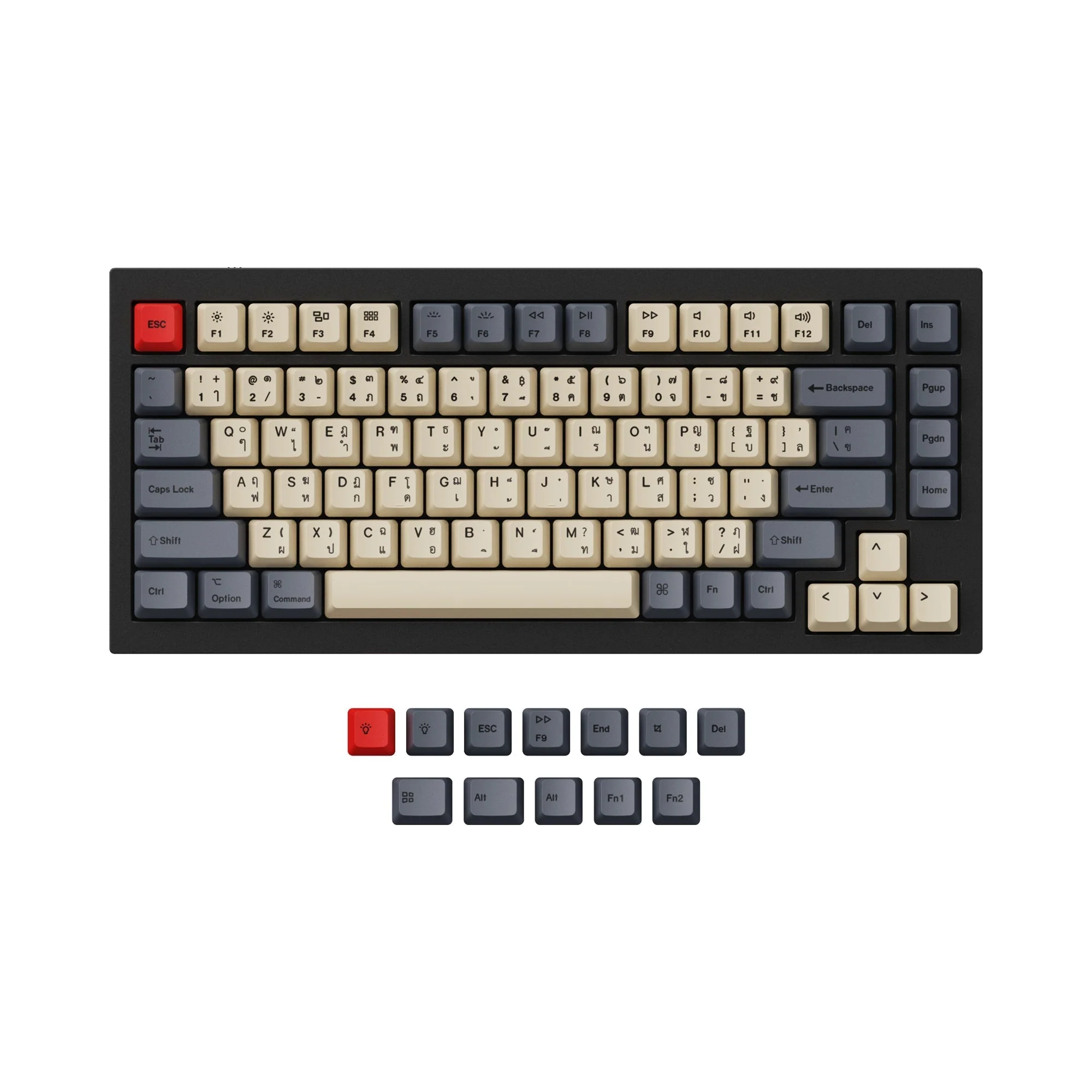 ISO & ANSI Q1 & Q2 & K2 OEM Dye-Sub PBT Keycap Set - Carbon - Image 8