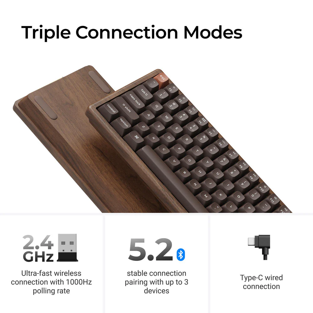 Keychron K2 HE Wireless Magnetic Switch Custom Keyboard-All-Wood Special Edition - Image 5