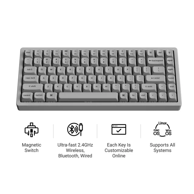 Keychron K2 HE Wireless Magnetic Switch Custom Keyboard - Concrete Edition - Image 2