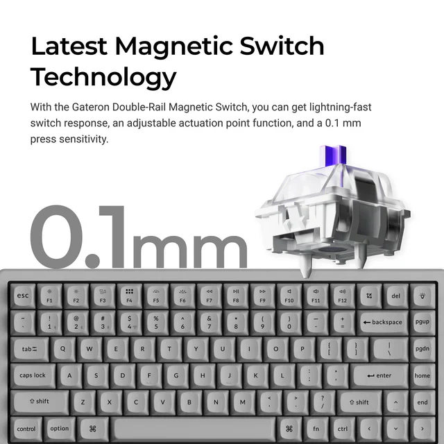 Keychron K2 HE Wireless Magnetic Switch Custom Keyboard - Concrete Edition - Image 3