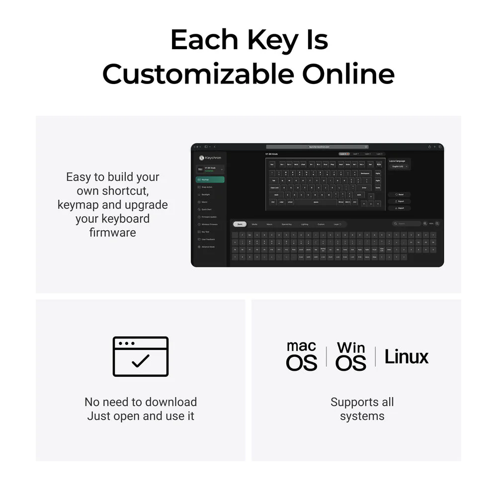 Keychron V1 8K QMK Wired Custom Mechanical Keyboard (US ANSI Layout) - Image 8