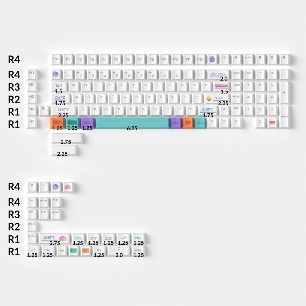 Pixel Sunset - Cherry Profile Dye-Sub PBT Full Keycap Set - Image 2